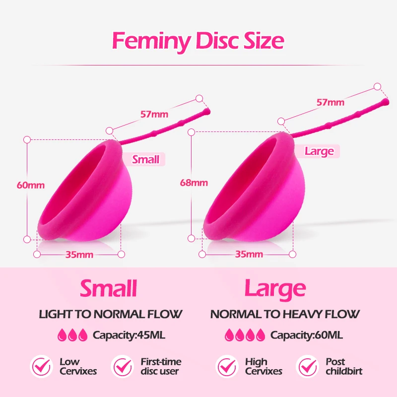 Disco menstrual feminino com corda de remoção reutilizável grau médico silicone alta cervix período disco menstruales mujer