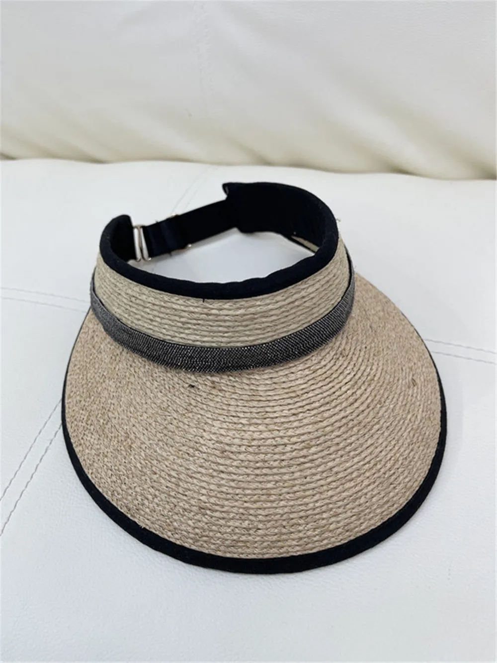 Summer New B*C Beaded Holiday Style Sun Protection Cap Empty Top Sun Hat Anti-UV