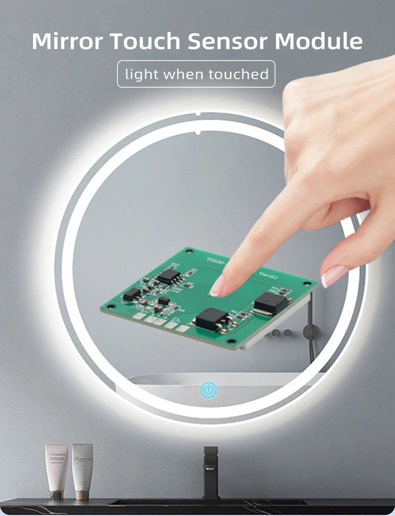 Spiegelleuchten-Schalter-Controller 12V/24V/5A geeignet für Badezimmer-Smart-Makeup-Spiegel LED-Dimm-Touch-Schalter – Detail 1