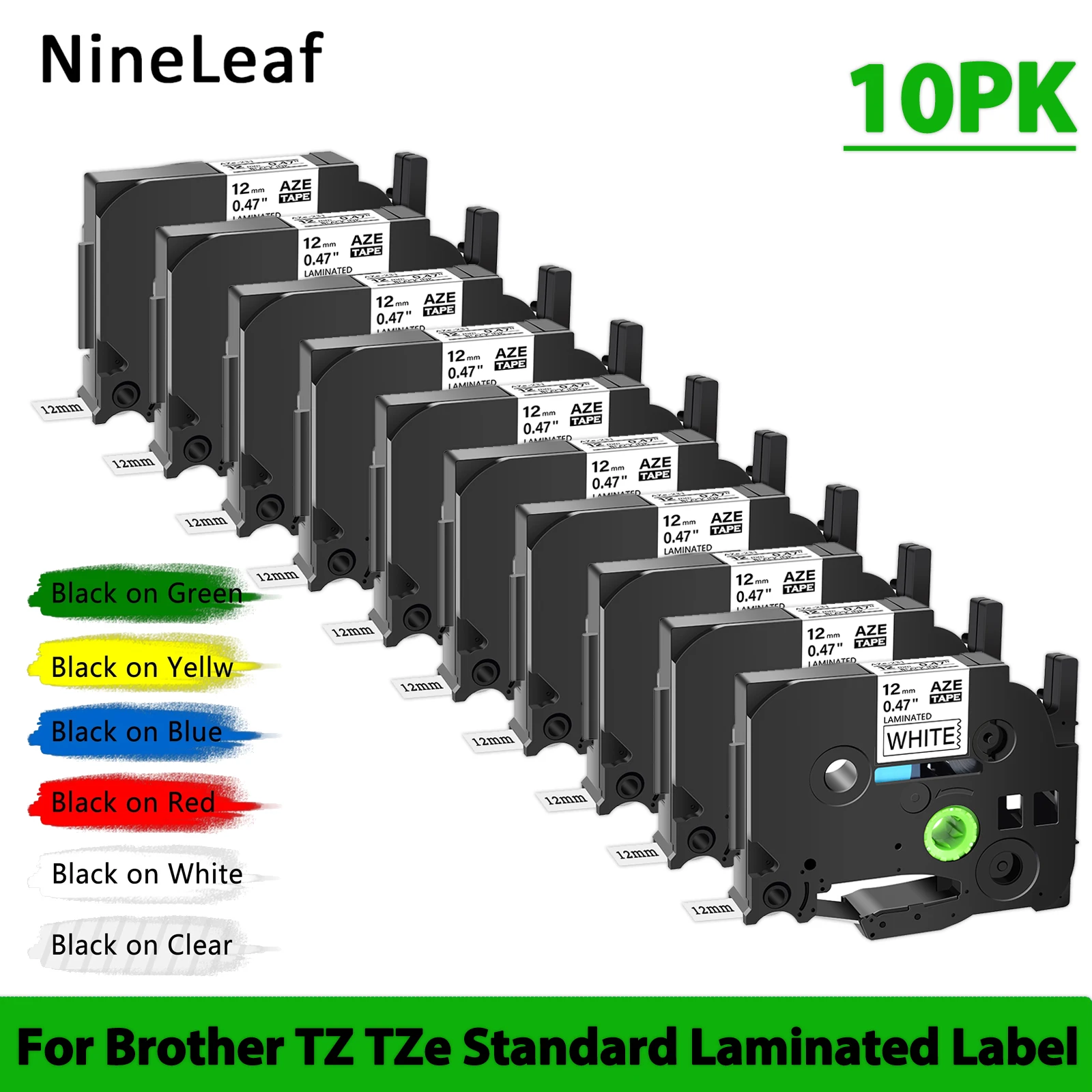 

5/10PCS AZE-231 Laminated Label Tapes Compatible for Brother TZ TZe-231 241 B31 12mm Fluorescent Tape For P-Touch Label Printer