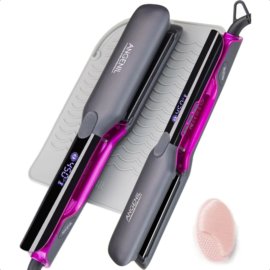 

Hair Straightening Iron 1.75 Inch Wide Flat Iron 2 in 1 Straightener and Curler Proftional Straightening Flat for Women Long Ha