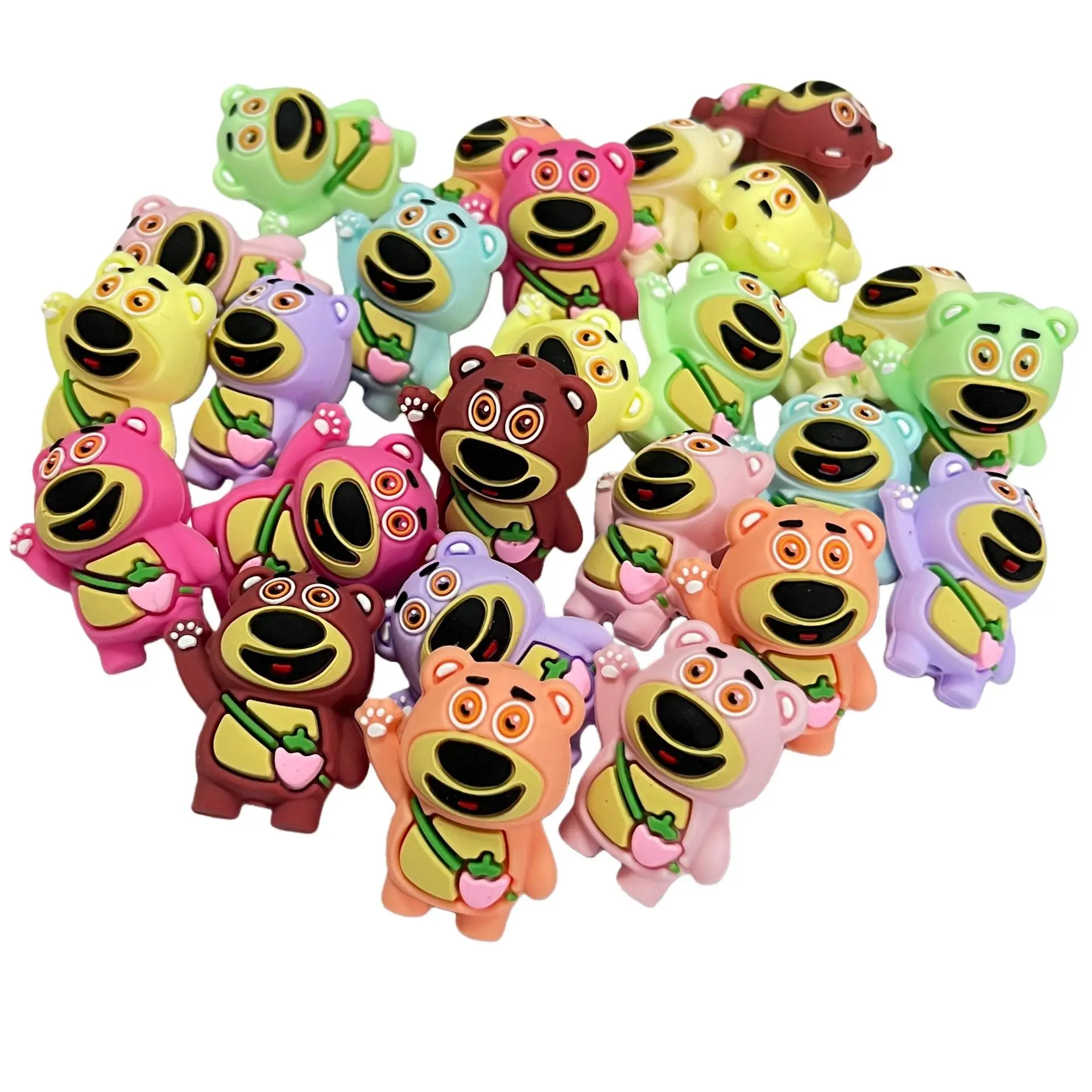 10PC Manik-manik Silikon 3D DIY Bentuk Beruang untuk Rantai Puting, Manik-manik Pena, Aksesoris Perhiasan, Manik-manik Focal 3D, Silikon Food Grade untuk Hadiah Bayi