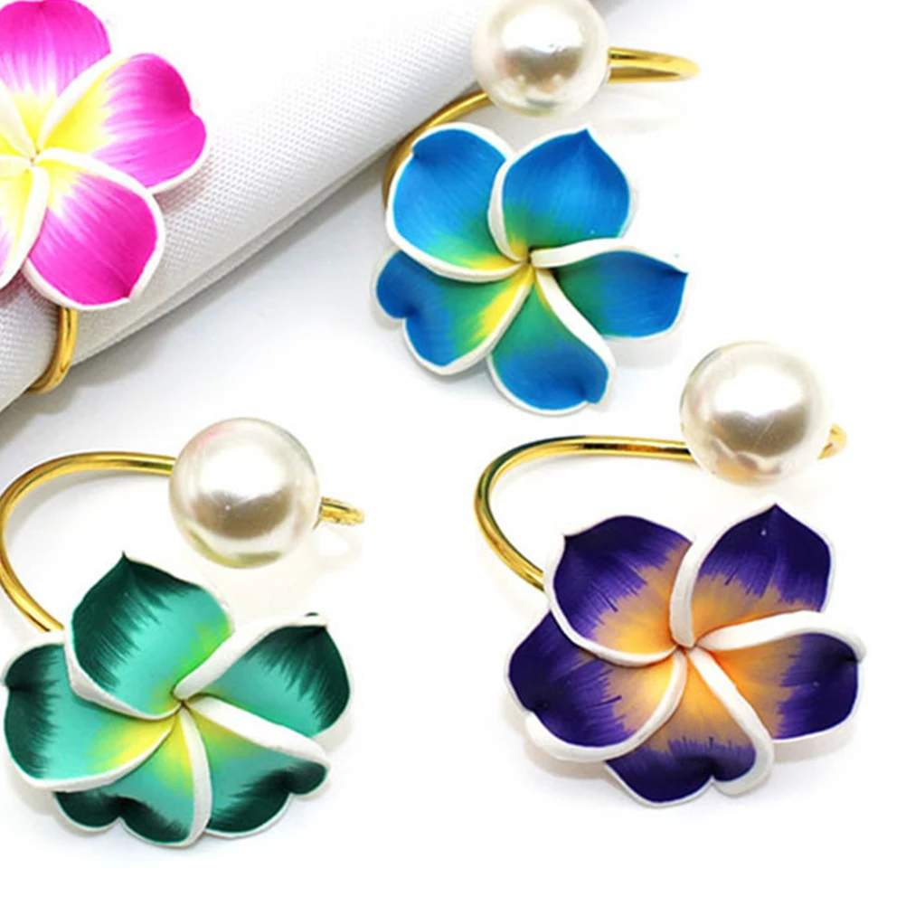 

6 Pcs Napkin Rings Buckles Floral Serviette Clasp Tableware Accessories Bright
