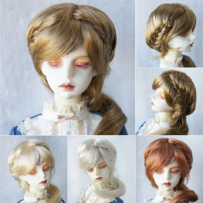 JD188 1/6 1/4 1/3 1/12  Elegant Diagonal Braid Synthetic Mohair Doll Wigs  Size 4-5inch 6-7inch 7-8inch 8-9inch BJD Hair