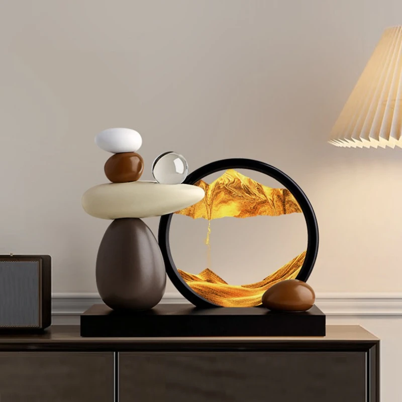 Newest Premium Elegant Flow Sand Art Painting Display Decor, High-end Niche Ornament for Living Room TV Cabinet and Wine Cabinet