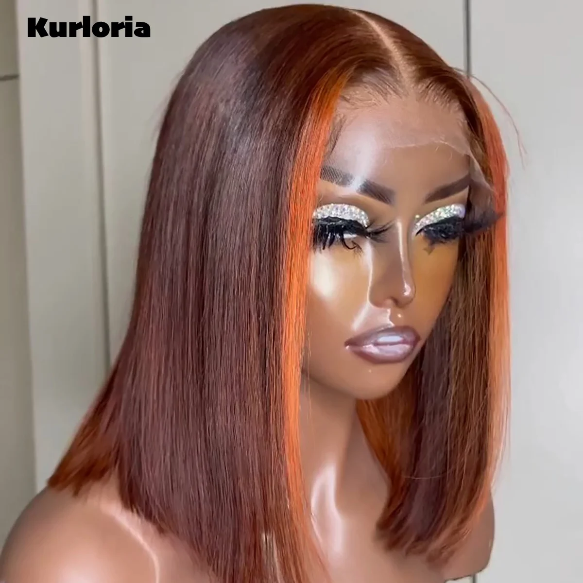 Wear and Go Wig Highlights Orange Silky Straight Bob 13x6 HD Lace Front Wig 100% Human Hair 4x4 5x5 Lace Closure Wig Glueless