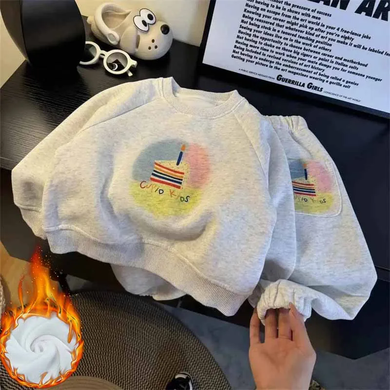 الفتيان الفتيات مبطن مجموعات الطفل بدلة دافئة الاطفال القطن بلوزات + السراويل 2 قطعة ملابس الخريف 2025 ملابس الأطفال لطيف 1-10 سنوات #3