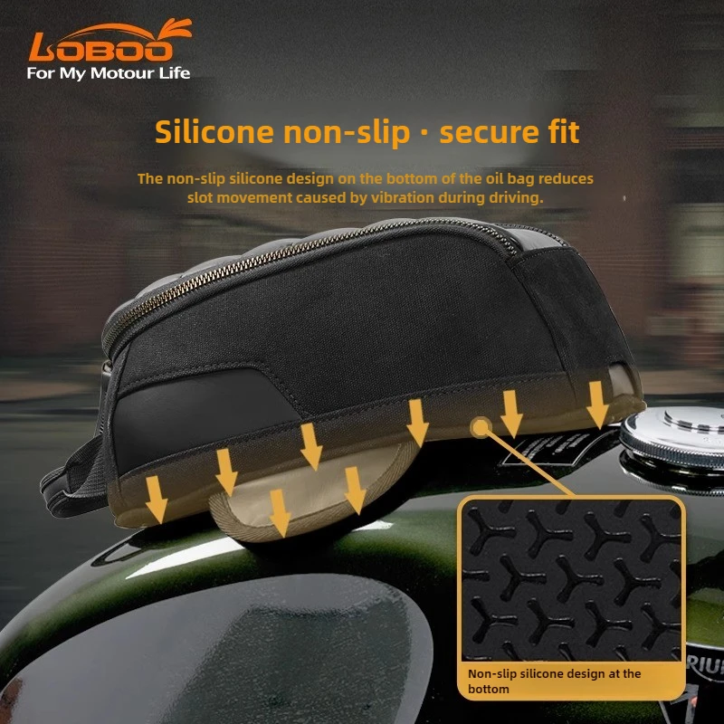 LOBOO Motorcycle Tank Bag Magnetic Retro Cruise Street Car Universal Iron Magnetic Tank Bag Waterproof and Wear Resistant Bag