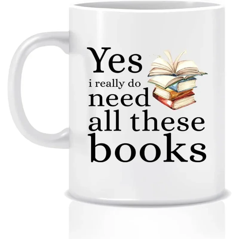 Large Book Mugs for Librarian Book Nerd Gifts Book Lovers Christmas Birthday Gifts Novelty Coffee Ceramic Tea Cups White 11 Oz