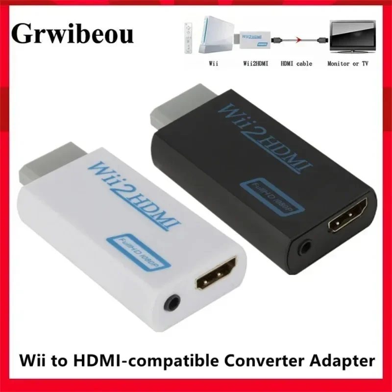 Adaptador convertidor Compatible con Wii a HDMI Full HD 1080P, convertidor compatible con Wii a HDMI, Audio de 3,5mm para pantalla de Monitor HDTV de PC