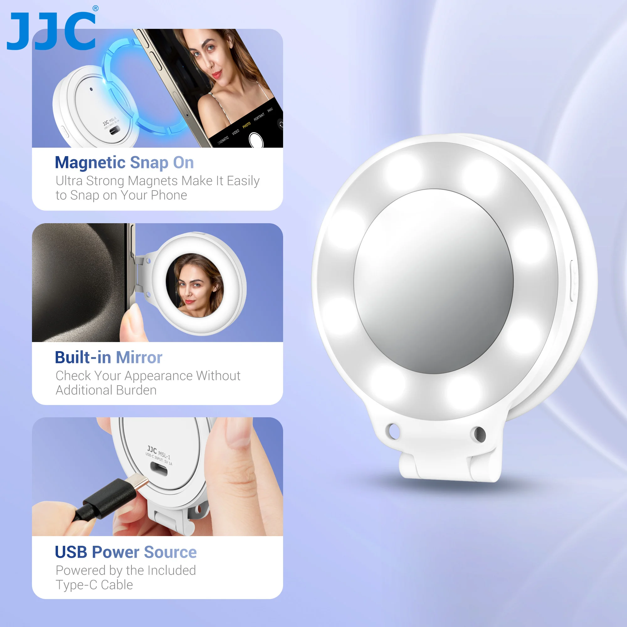 Magnetic Led Selfie Fill Light Mini Portable with USB for Magsafe Iphone 15 14 13 Pro Max Android Video Light for Makeup Vlog