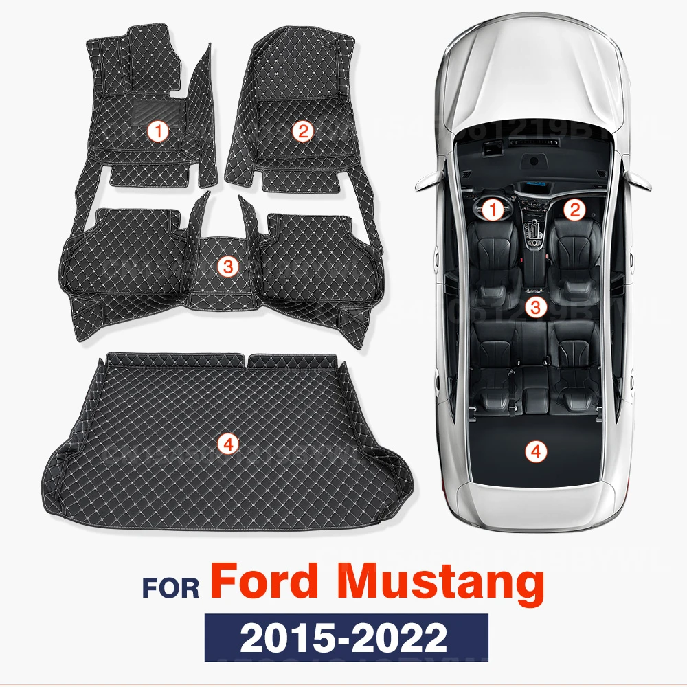 Car floor mats for Ford Mustang 2015 2016 2017 2018 2019 2020 2021 2022 Car Trunk Mat foot Pads carpet cover accessories