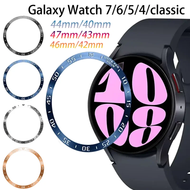 Metalllünette für Samsung Galaxy Watch 7 6 5 4 40 mm 44 mm Zeit-/Geschwindigkeitsskala-Schutzring Galaxy Watch 4 6 Classic 46 mm 42/47/43 mm