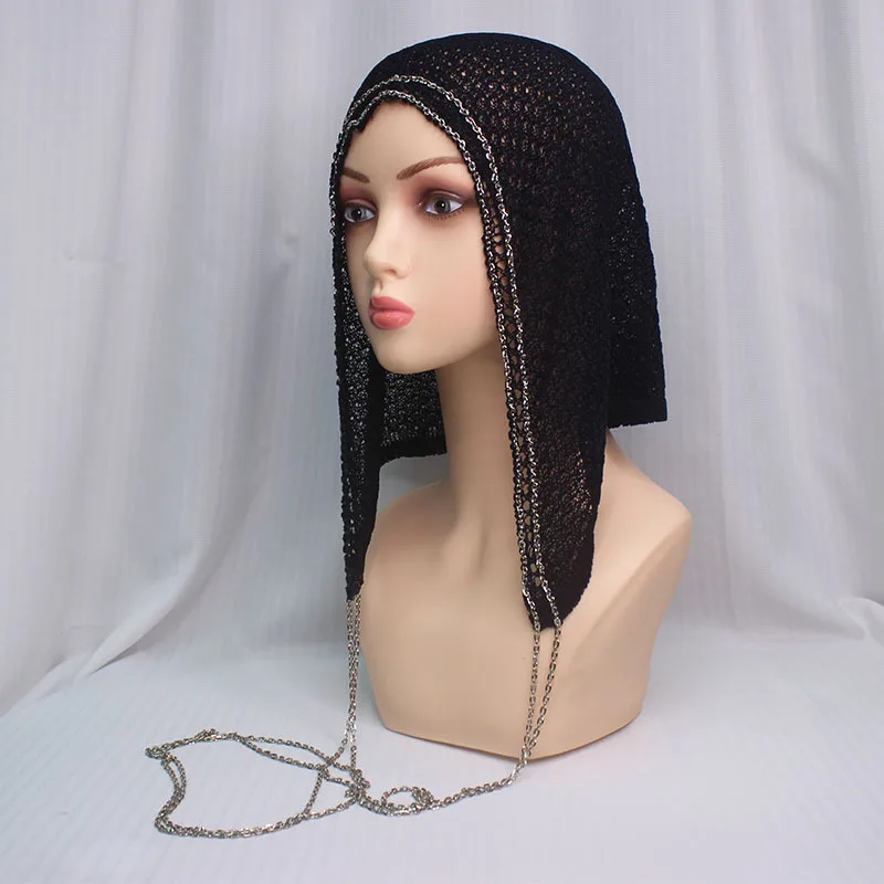 Versatile and fashionable hand-knitted hollow face showing small bright silk cool head cold hat wool knitted hat