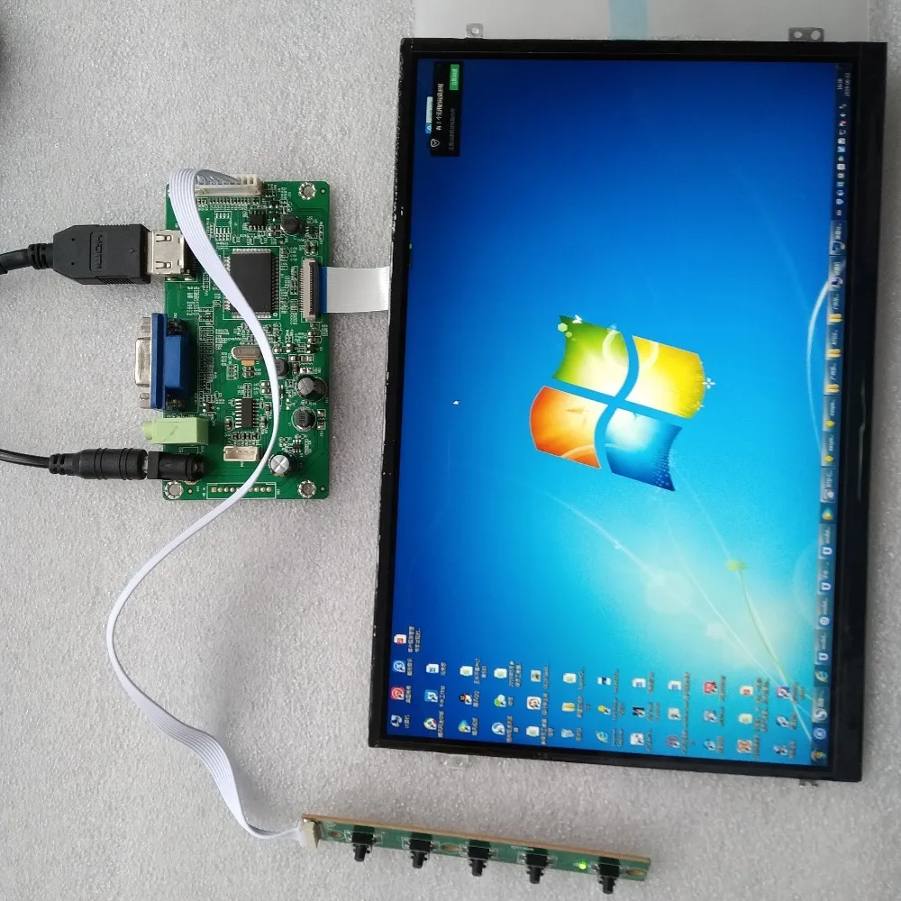 Tela lcd para controlador vga, 1366x768 polegadas, para tela hdmi edp