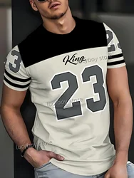 Summer Mens King NO.23 Print T-Shirt Man Short Sleeve Sportwear Football T-Shirt Vintage Oversize 4 colors Tees Men Clothes