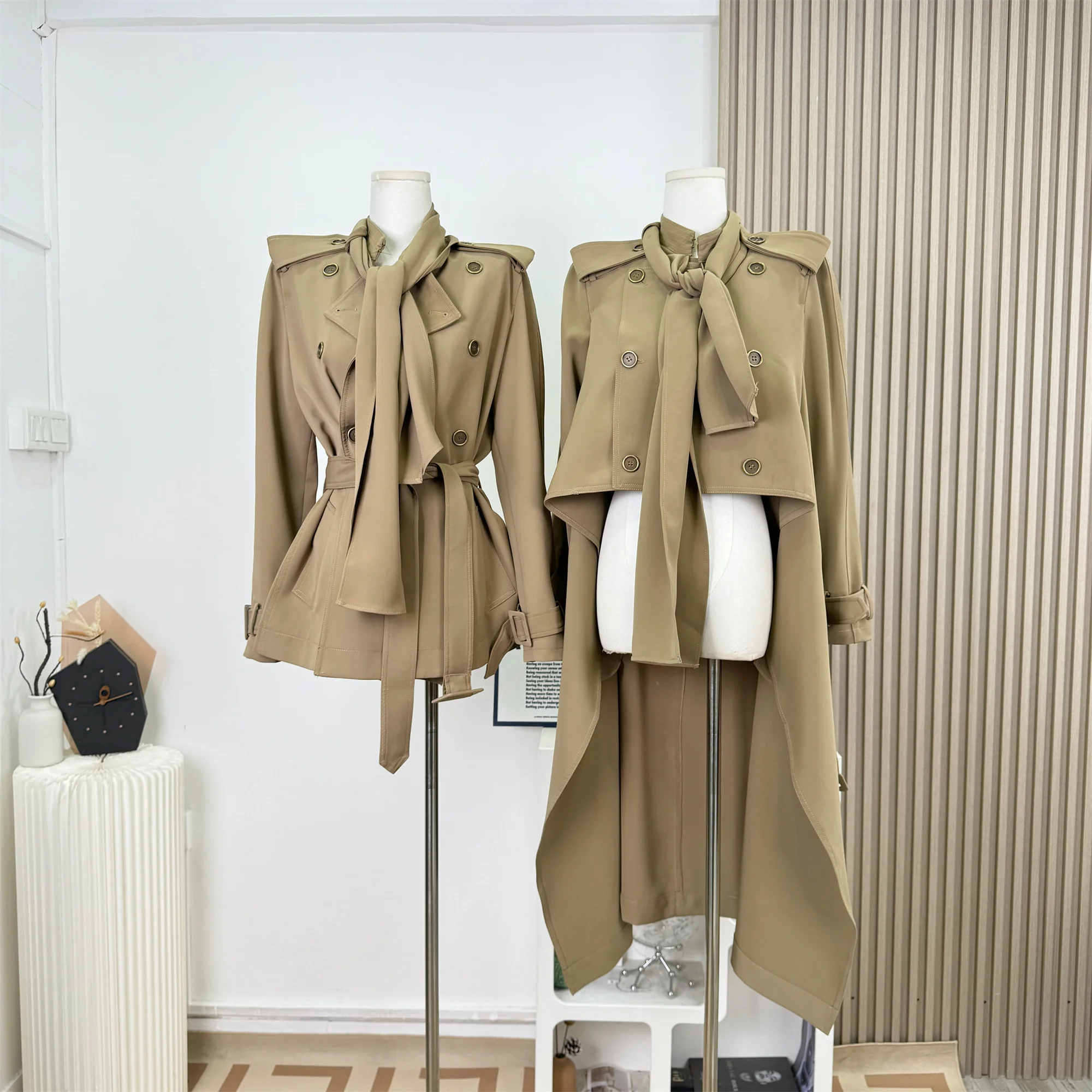 

Dual Version British Style Khaki Windbreaker Women's Autumn and Winter New Coat Jacket