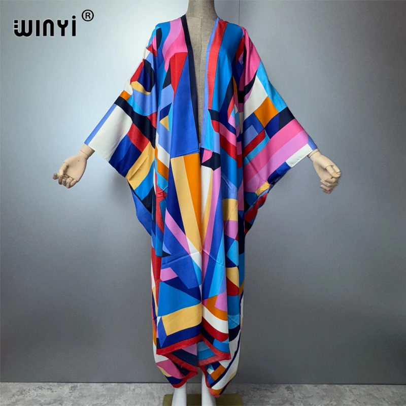 

WINYI кимоно женское богемное свободное кардиган пляжная одежда прикрывает кафтан вечернее платье длинное пуховое пальто макси платье пляжная одежда