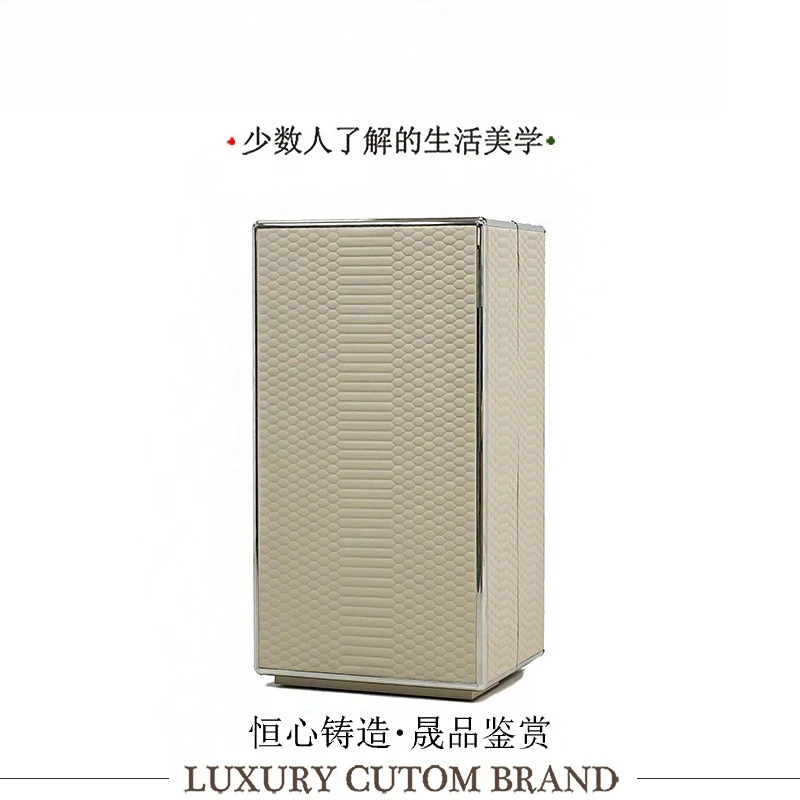 High-end light luxury creative solid wood leather jewelry box villa bedroom with stool jewelry cabinet