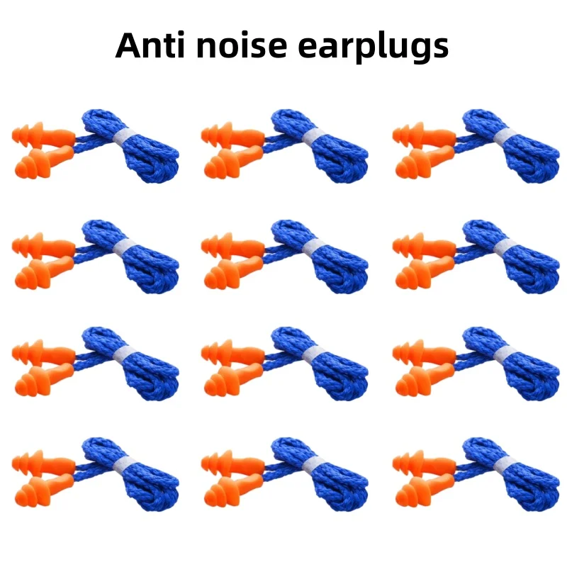 Noise Cancelling Ear Plugs Silicone Corded Ear Plugs Ears Protector Reusable Anti-Noise Earplugs Headwear Earmuff