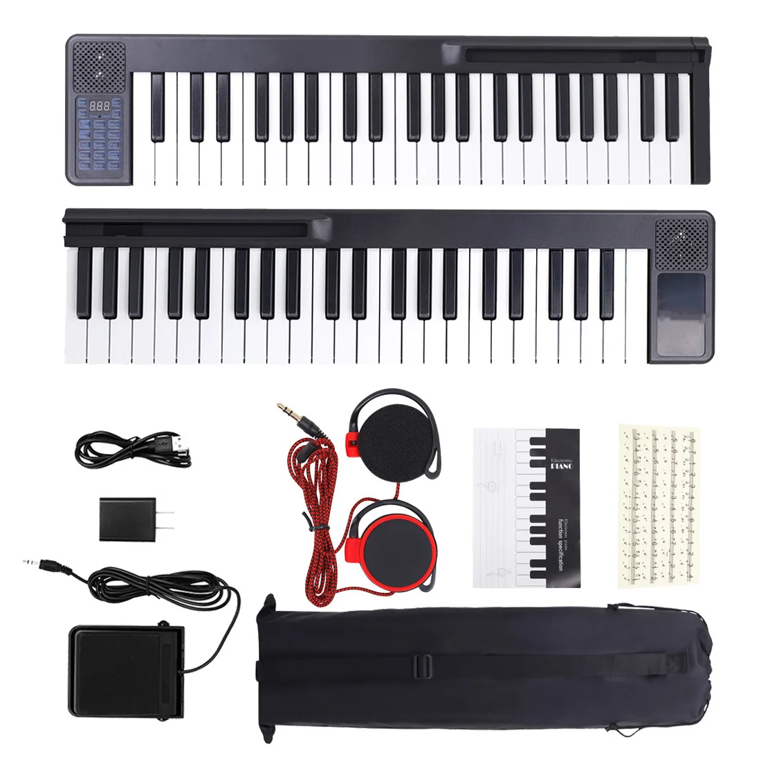 88-Key Beginner Entry Foldable Electronic Keyboard Piano Multifunctional Portable With Microphone
