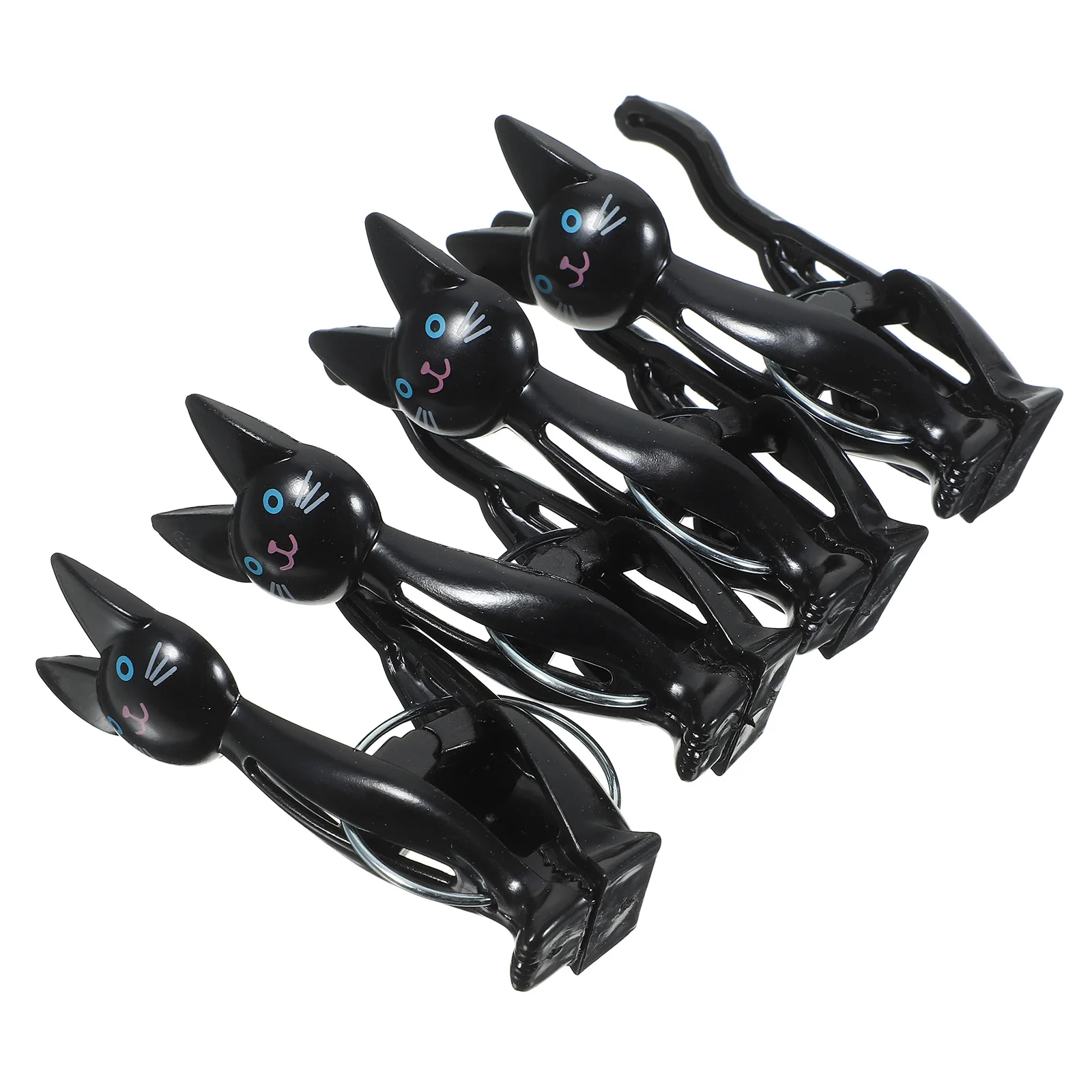

4pcs High Elasticity Clothespin Cute Black Cat Windproof Clips for Laundry Secure Grip Smooth Surface Fabric Protection