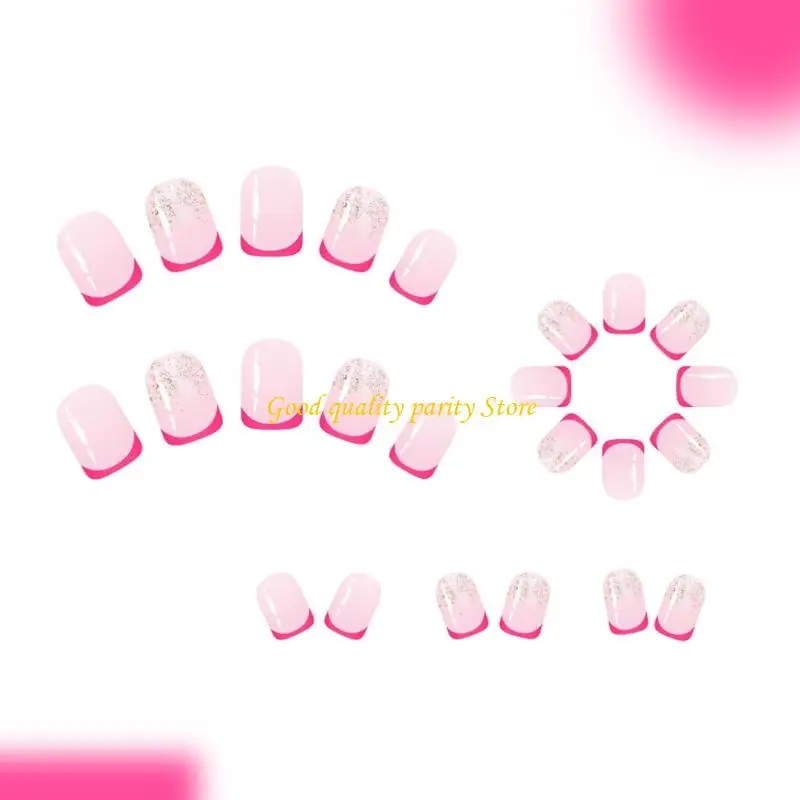 M4ya Rose Press On Square uñas falsas, brillo pegado en uña para decoraciones uñas