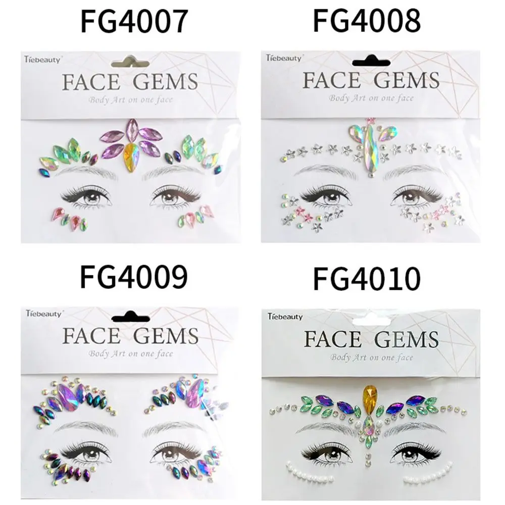 Adhesive Face Decal Nail Art Decoration Temporary Tattoo Face Body Colored Rhinestone Nail Art Charms Face Tattoo Stickers