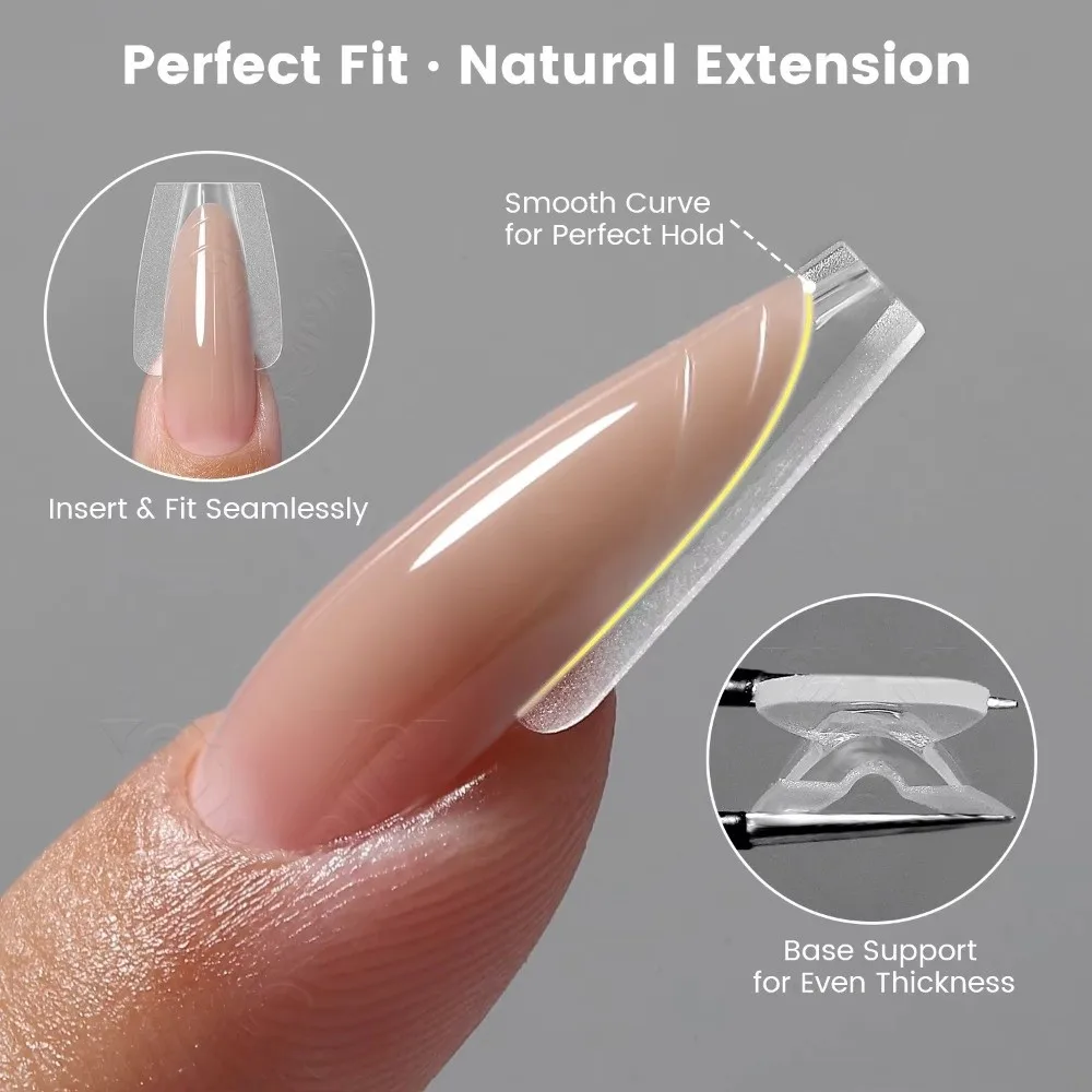 240pcs Oval Shape Sandwich Nail Forms Ultra-Thin Quick Shortening Nail Mold No-Trace Clear Extension Double-Sided Fake Nails DIY