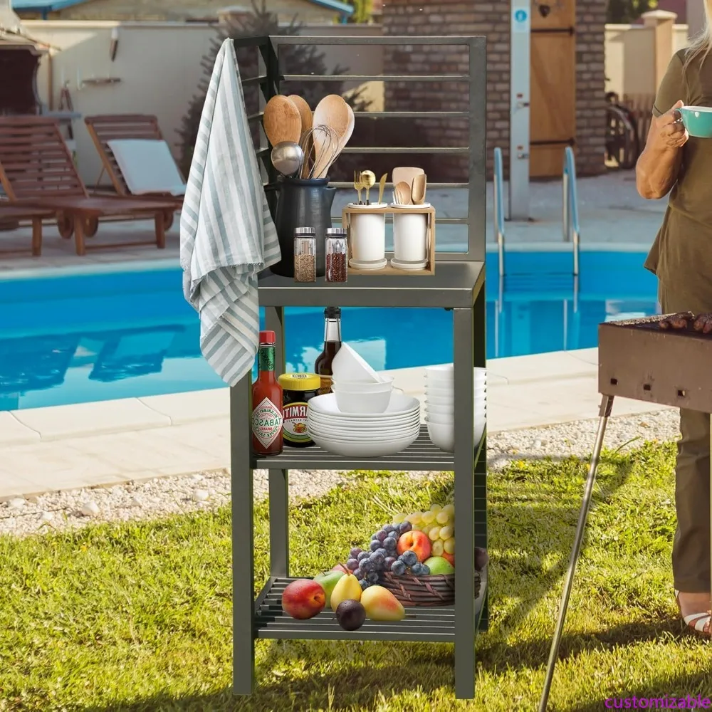 

Алюминиевый кухонный остров для улицы с двойным хранилищем и отдельно стоящим угловым дизайном