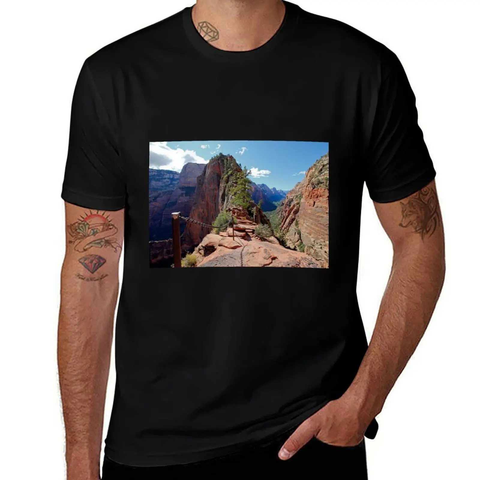 

The Step of Faith on Angels Landing T-Shirt t shirt custom print cotton t shirts high quality