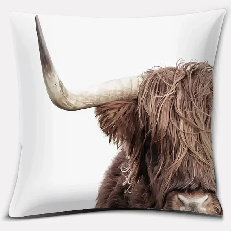 Scottish highland cow pattern super soft pillow case sofa cushion cushion decorative pillow