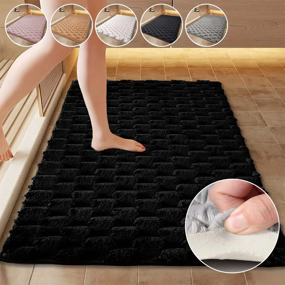 

3D Thickened Granular Bathroom Plush Rug Memory Foam Bath Mats Water-absorbent Coral Fleece Kitcen Carpet Shower Room Door 발매트