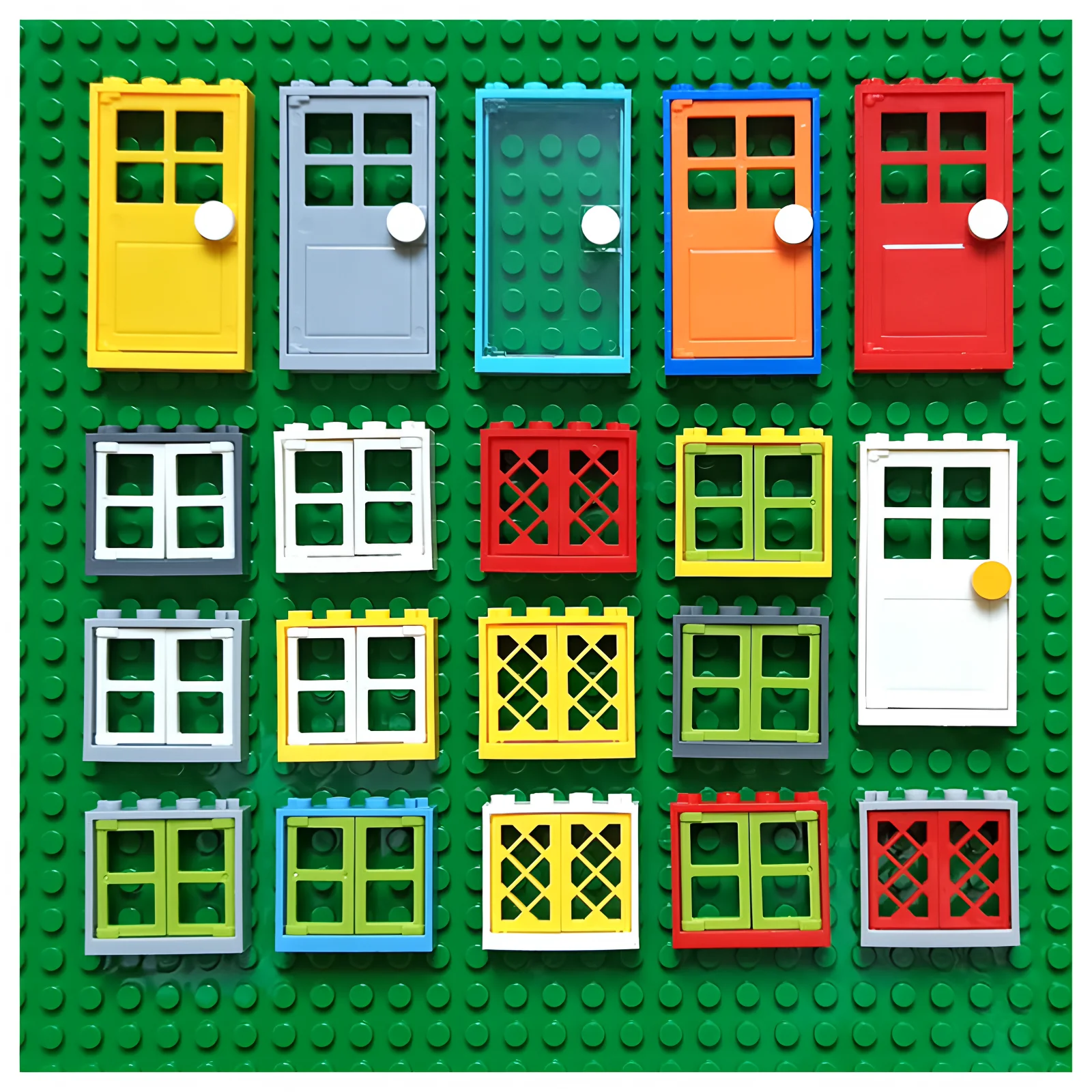 Compatible Mini Bricks Bulk Doors, Windows Architecture Parts for City Building DIY House Street Scenes Small Particle Mixed