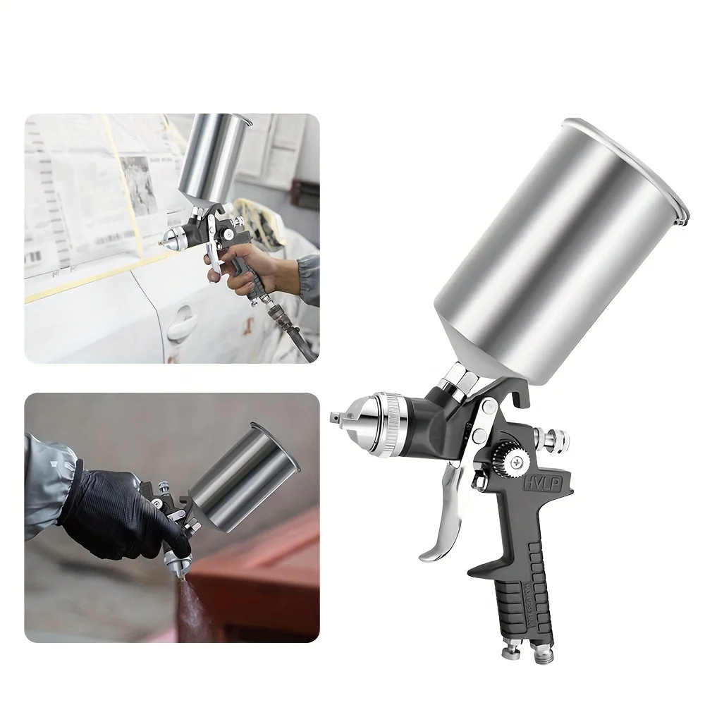 High Quality 1.4/1.7/2.0/2.5mm Nozzle Professional HVLP Spray Gun 1L  Aluminum Cup Multi-caliber Tips W/Air Regulator