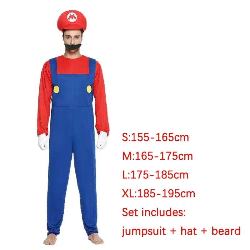 Spiel lustige Super Bruder Marios Luigi Bros Fantasia Overall Mann Kleid Anzug Overalls Anime Cosplay Karneval Halloween Kostüme