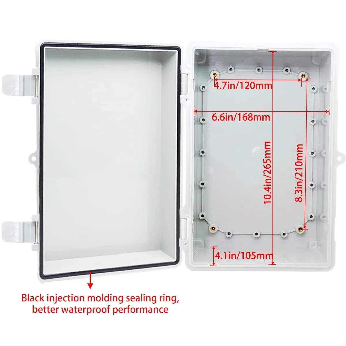 Junction Box, Hinged Cover IP67 Waterproof ABS Project Box , Electrical Box Enclosure with Mounting Plates