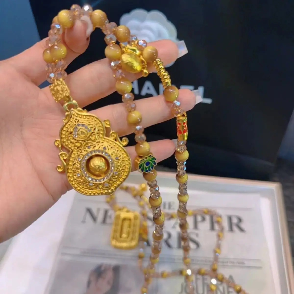 Colgante de Calabaza Giratoria de Oro Antiguo, Estilo Étnico, Atrae la Riqueza, Cadena para Suéter, Amuleto de Buena Suerte, Adorno Colgante