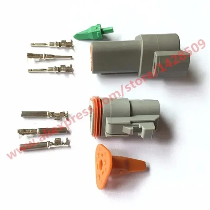 1 Set 3 Pin Female Male Waterproof Electrical Wire Connector Plug Deutsch Enhanced Seal Shrink Boot Adapter DT06-3S DT04-3P