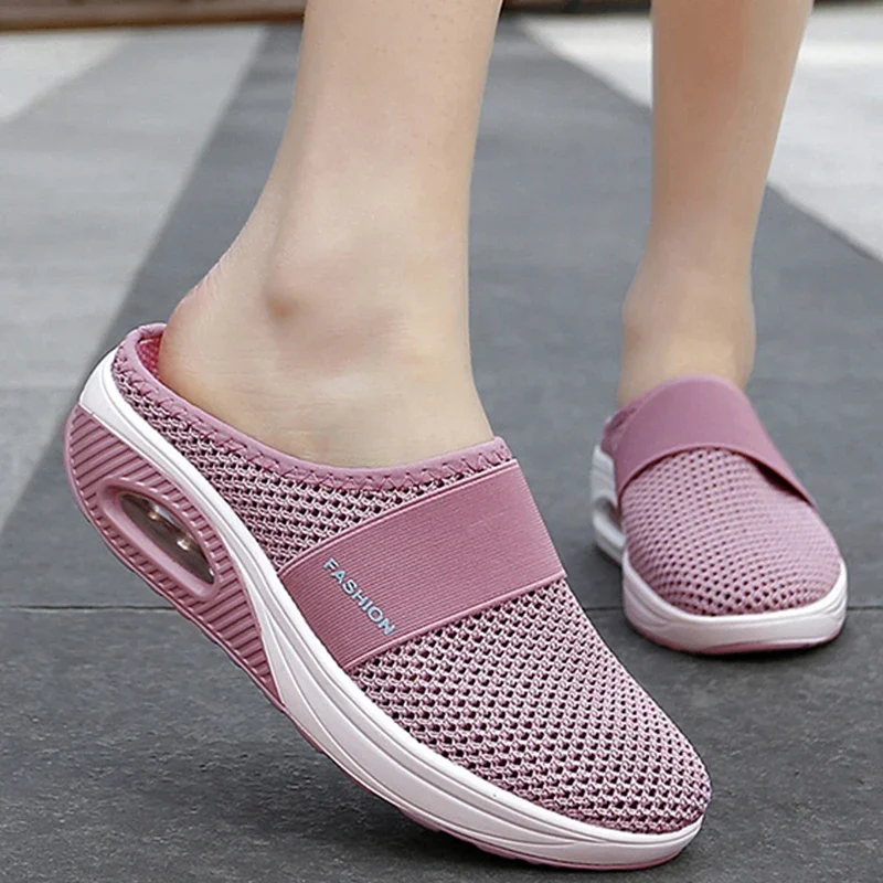 Chinelos casuais respiráveis para mulheres, cunhas plataforma, sapatos plus size, básico, feminino, venda quente, 2023