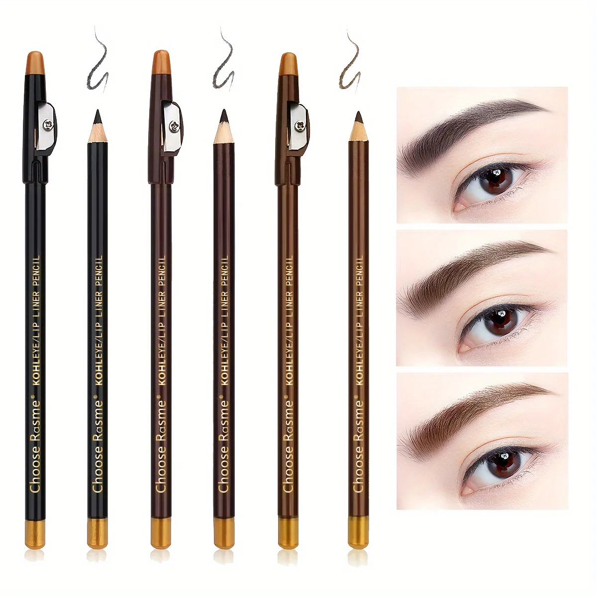 12pcs black/borwn/dark brown eyebrow pencil sharpener Eyebrow Pencil with Sharpener eyebrow line lasting