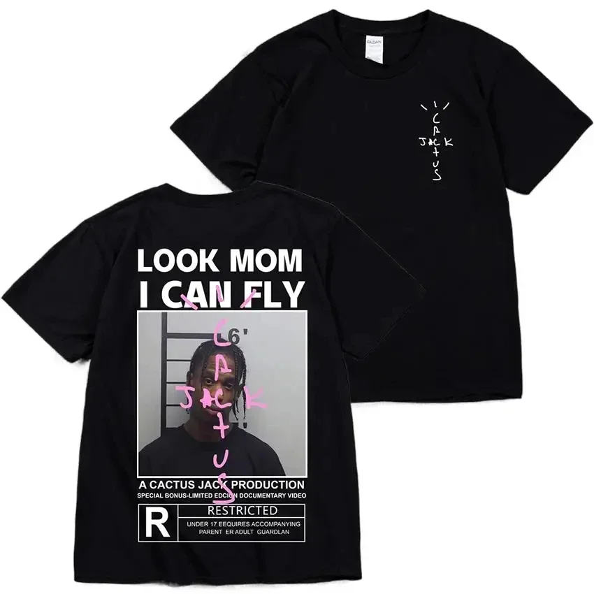 Cactus Jack T-shirt High Quality Cotton Men Women LOOK MOM I CAN FLY Tee ASTROWORLD Hip Hop Short Sleeve Tshirts