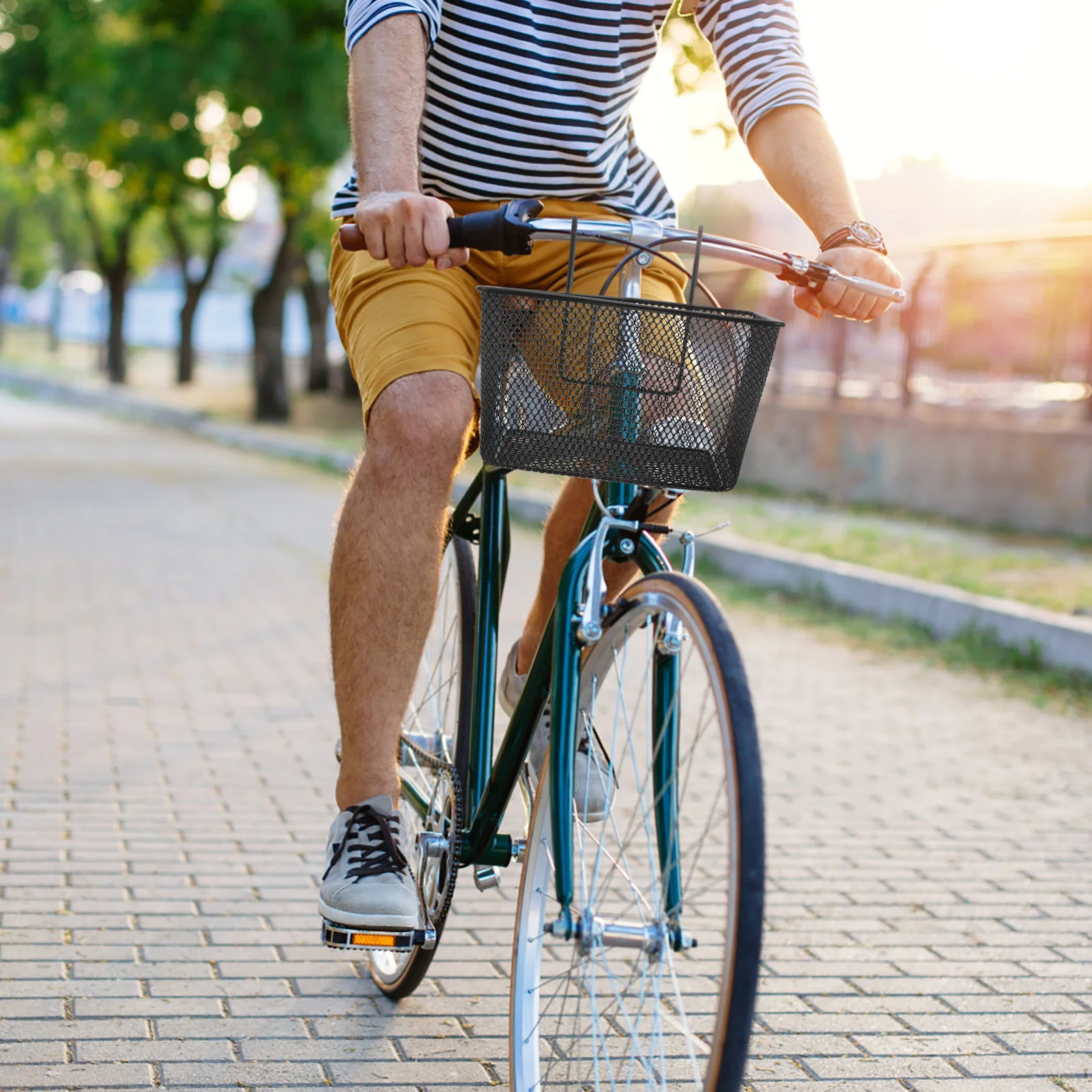 Convenient Bike Basket Front Iron Basket Detachable Sturdy Handlebar Storage Cycling Accessory Large Capacity Bike Part