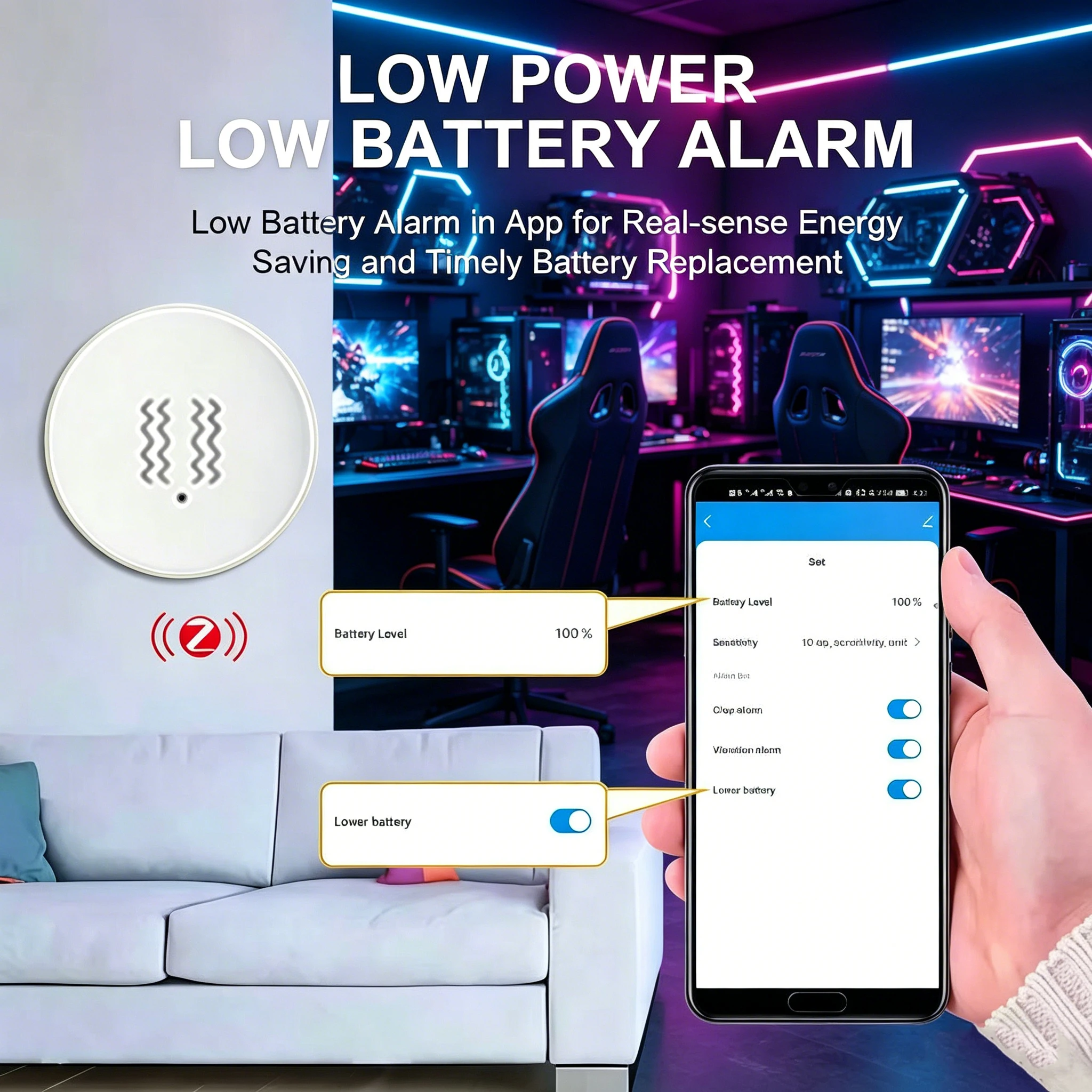 

Tuya Smart Vibration Alarm Sensor, Zigbee Connected, Scene Linkage with Tuya Cameras, for Home Burglar Prevention
