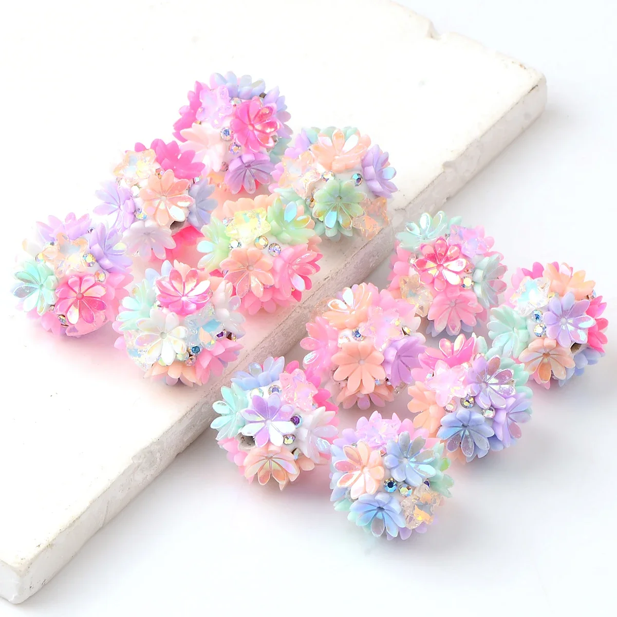 2pcs Creative Daisy flower hand-paint flower ball for Jewelry Making DIY Bag Key Chain Phone Chain Ornament Jewelry Accessories