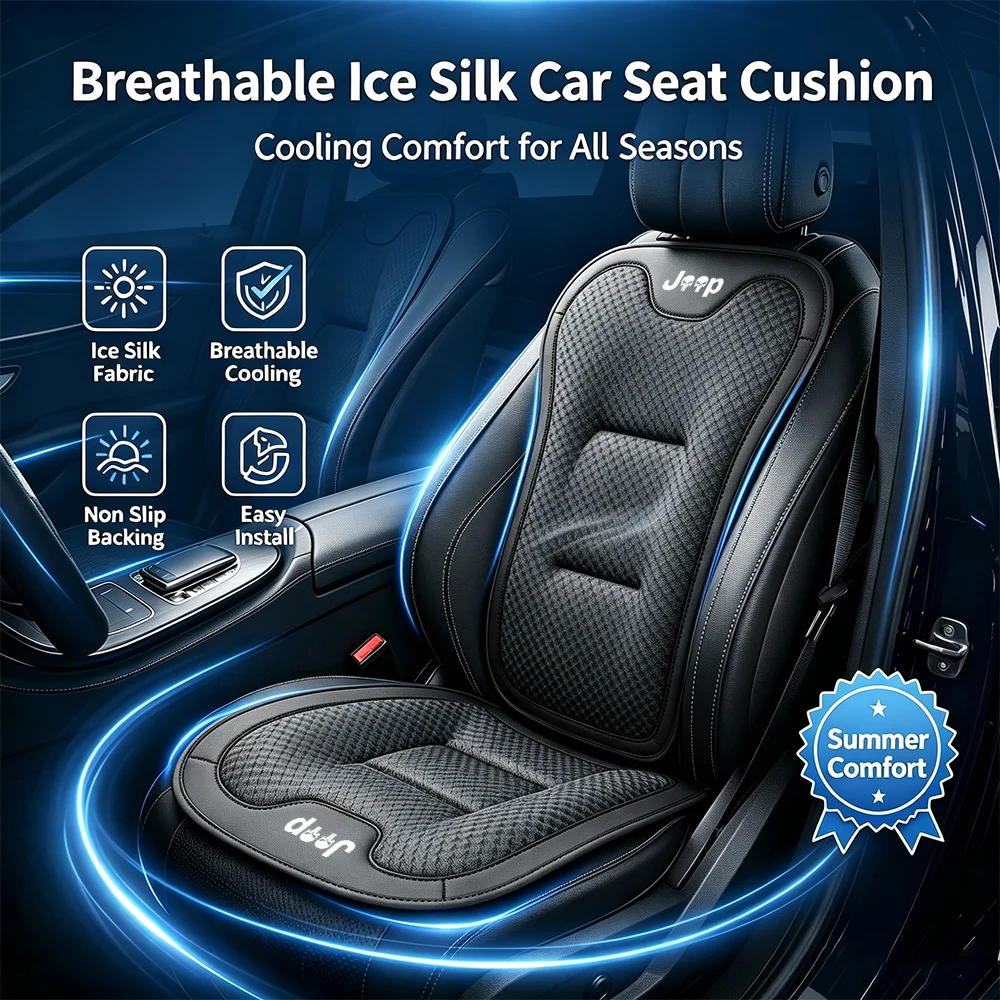 Coussin de siège auto en soie glacée, protection de dossier pour sièges de voiture JEEP Renegade Avenger Patriot Compass Wrangler Grand