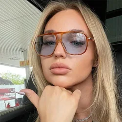 JNPCXI Retro Double Bridges Men Pilot Sunglasses UV400 Rivets Decoration Leopard Shades Women Trending Sun Glasses