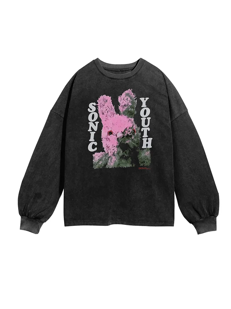 

Ретро футболка с длинным рукавом унисекс, свободного кроя, в стиле Sonic Youth, винтажный дизайн, дышащий хлопок, повседневная уличная одежда