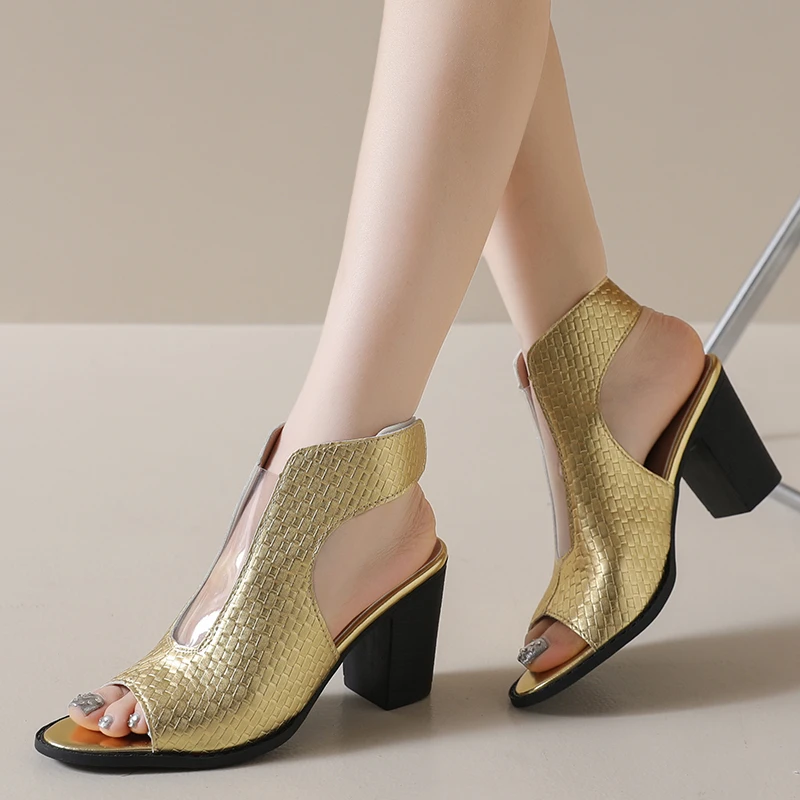 

Женские босоножки с открытым носком на среднем устойчивом каблуке, с ремешком на пятке, летние, новые, винтажные, для женщин, большие размеры 32