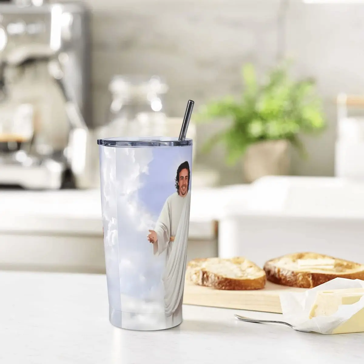 Funny Fernando Alonso Jesus Insulated Tumbler with Lid Vacuum Coffee Mugs Outdoor Travel Car Bottle Cups 20oz